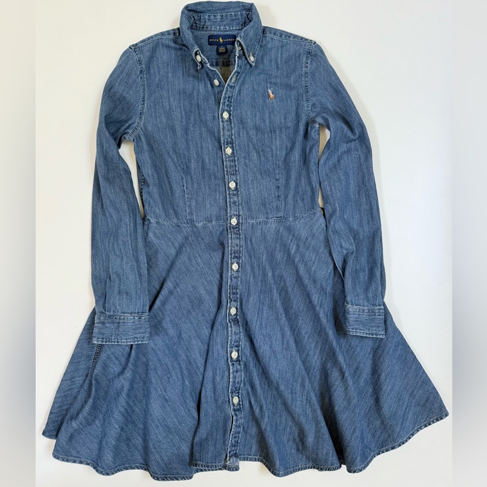 Polo by Ralph Lauren Kids Denim Shirtdress Sz 14 (Preloved/Missing Belt)